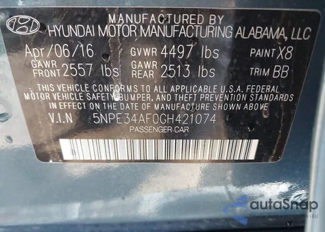 2016 Hyundai Sonata Sport from USA, damaged, VIN 5NPE34AF0GH421074